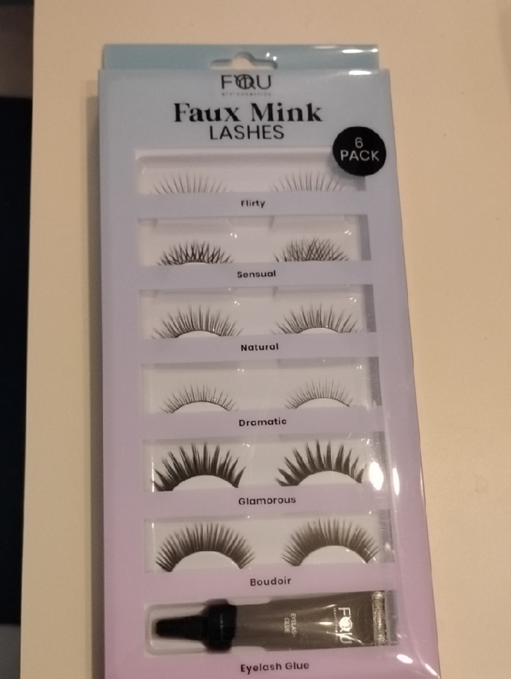 Faux Mink 6-Pack False Lashes with Glue - Black by